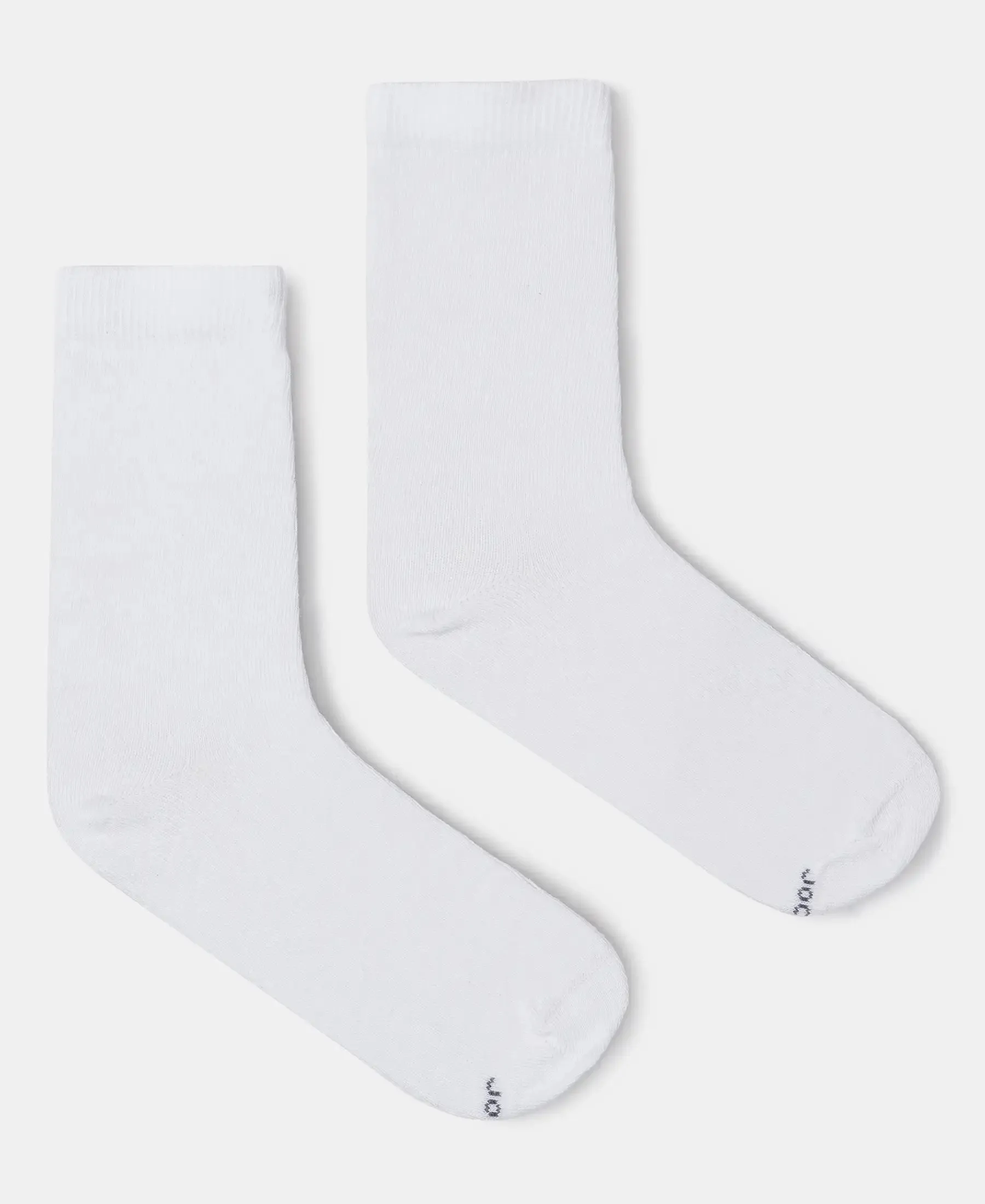 Kid's Compact Cotton Stretch Solid Calf Length Socks With StayFresh Treatment - White (Pack of 2)