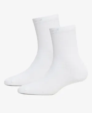 Kid's Compact Cotton Stretch Solid Calf Length Socks With StayFresh Treatment - White (Pack of 2)