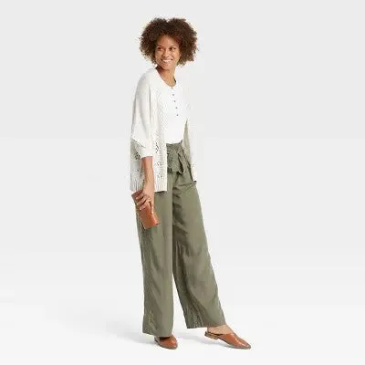 Knox Rose Women's High Rise Wide Leg Regular Fit Full Leg Pants Lightweight