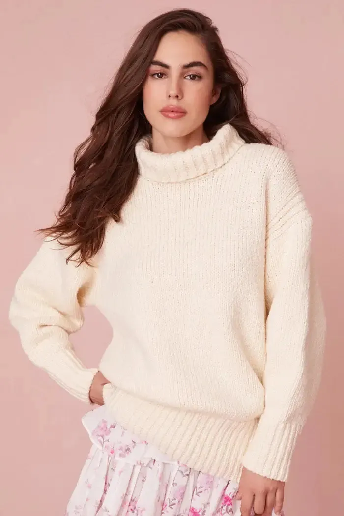 Love Shack Fancy - Valli Pullover Sweater in Sugar Cookie