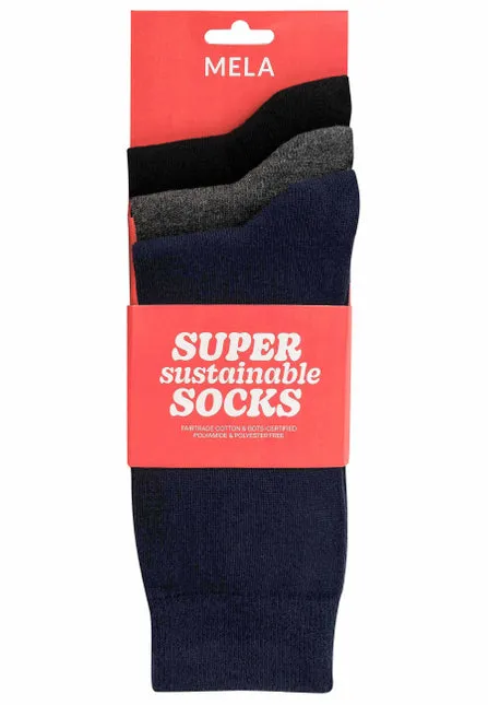 MELAWEAR 3 pack basic socks black anthracite navy unisex