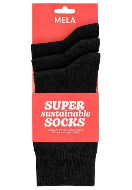 MELAWEAR 3 pack basic socks black unisex