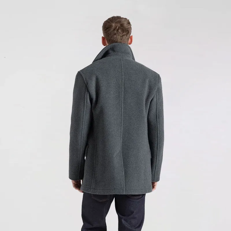 Men's Grey Wool Peacoat