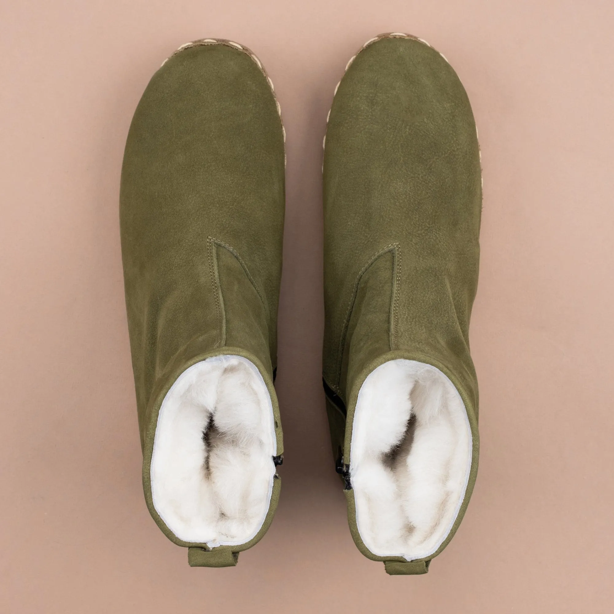 Men's Olive Shearling Boots