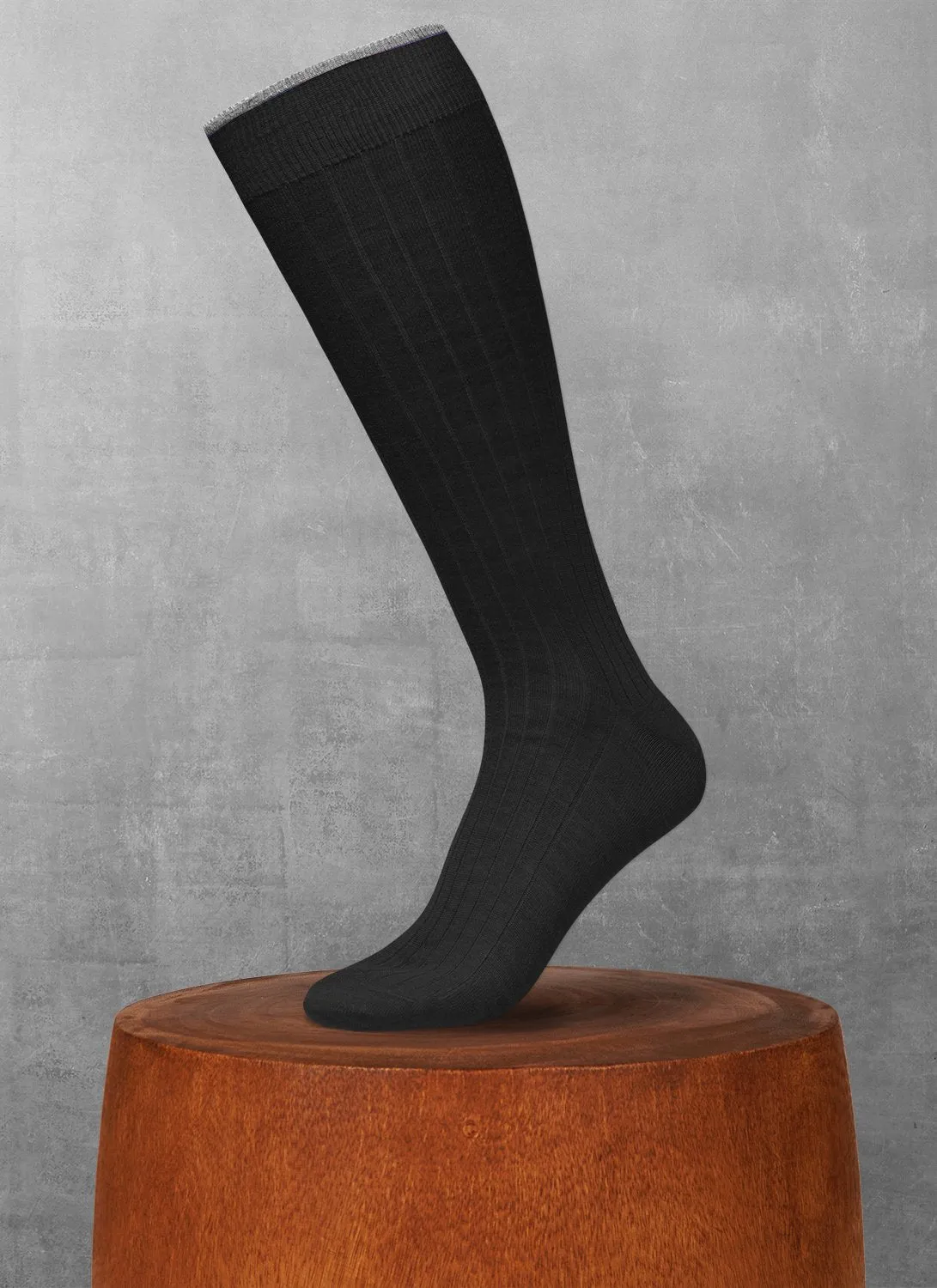 Mercerized Cotton Long Sock in Black