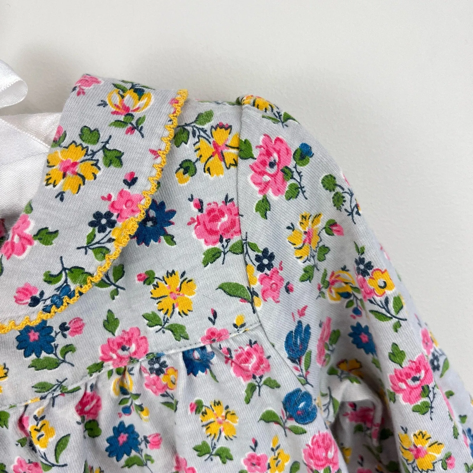 Mini Boden Gray Floral Long Sleeve Dress 2-3 Years