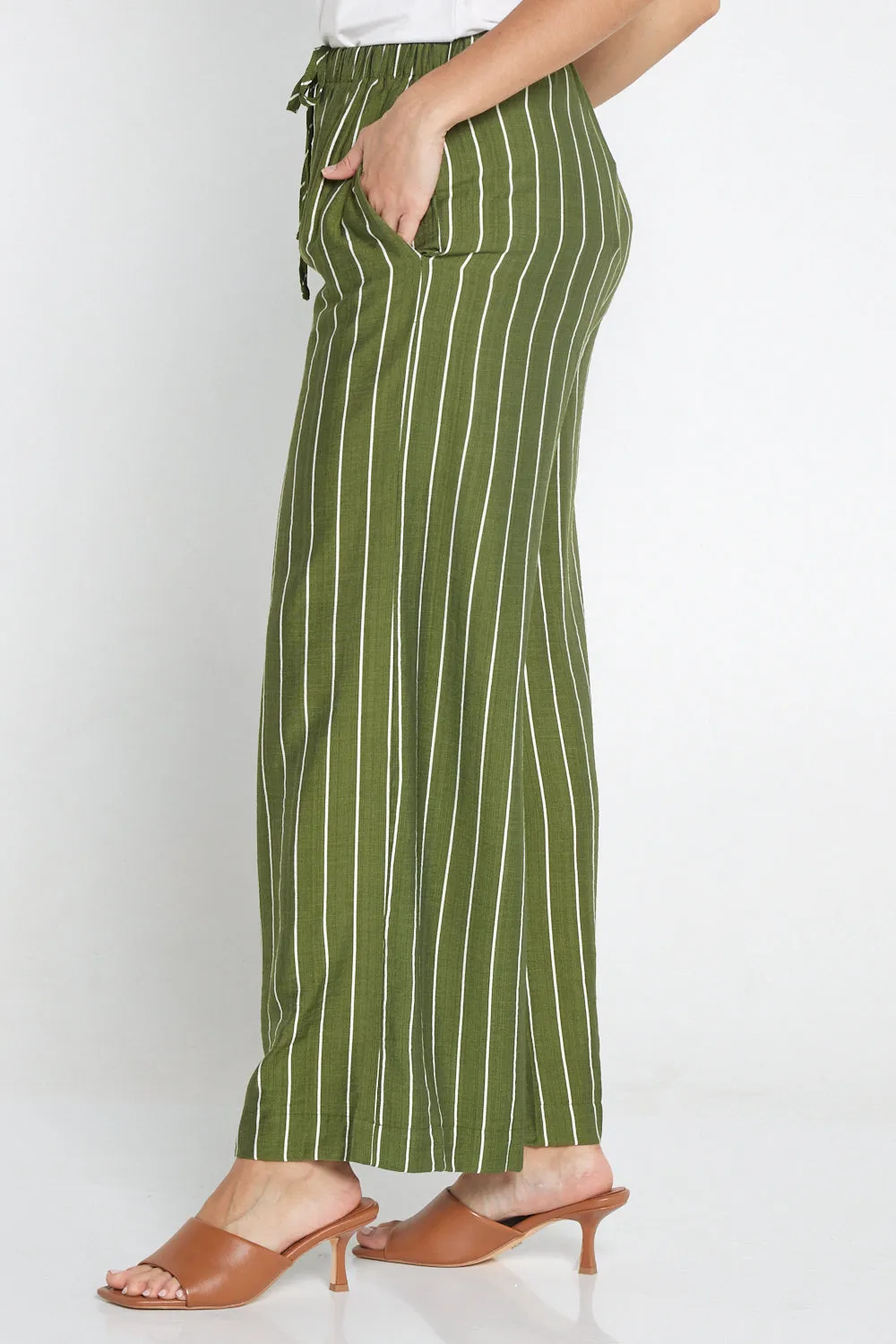 Neave Pants - Green/White Stripe