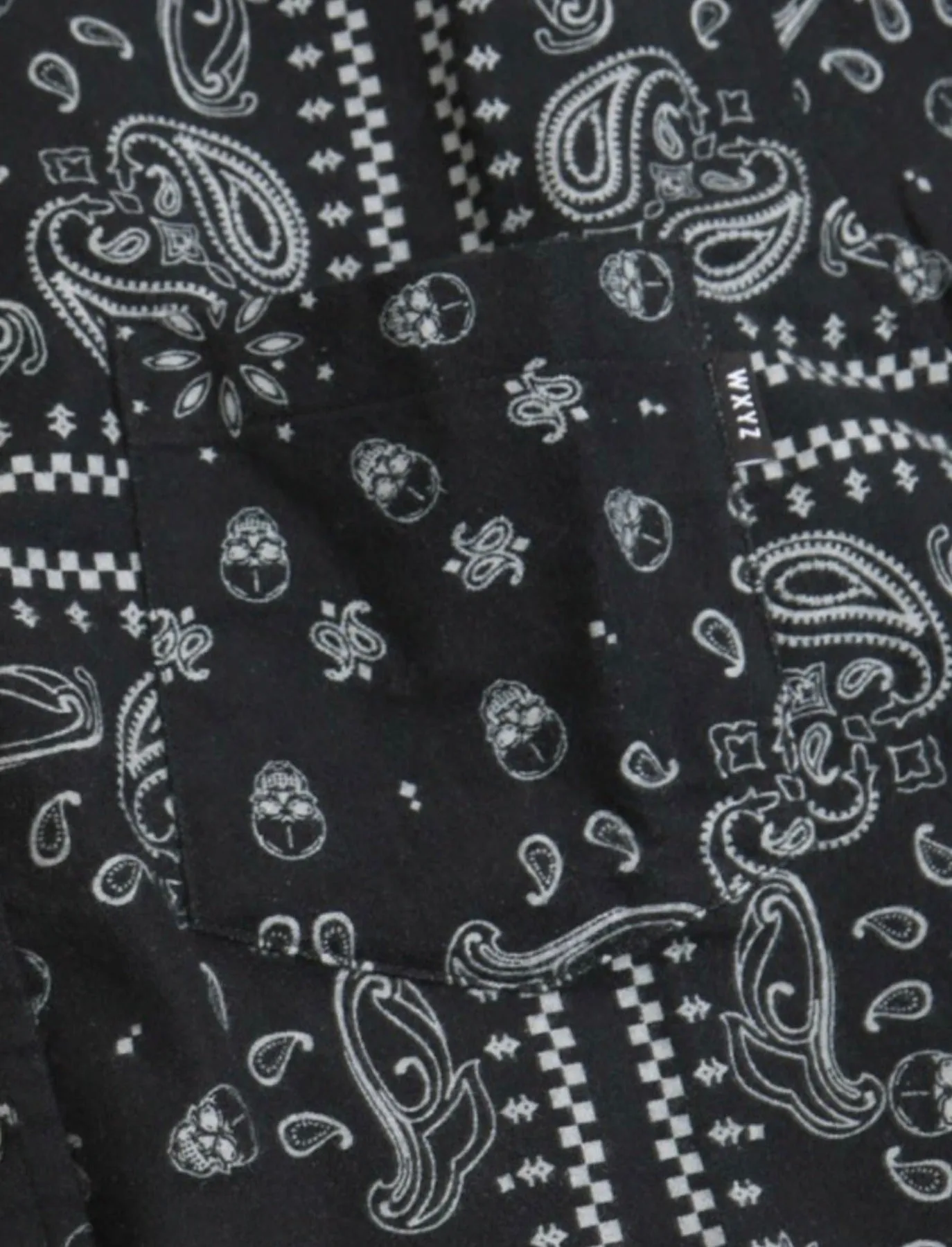 Paisley Print Hooded Shirt- Black