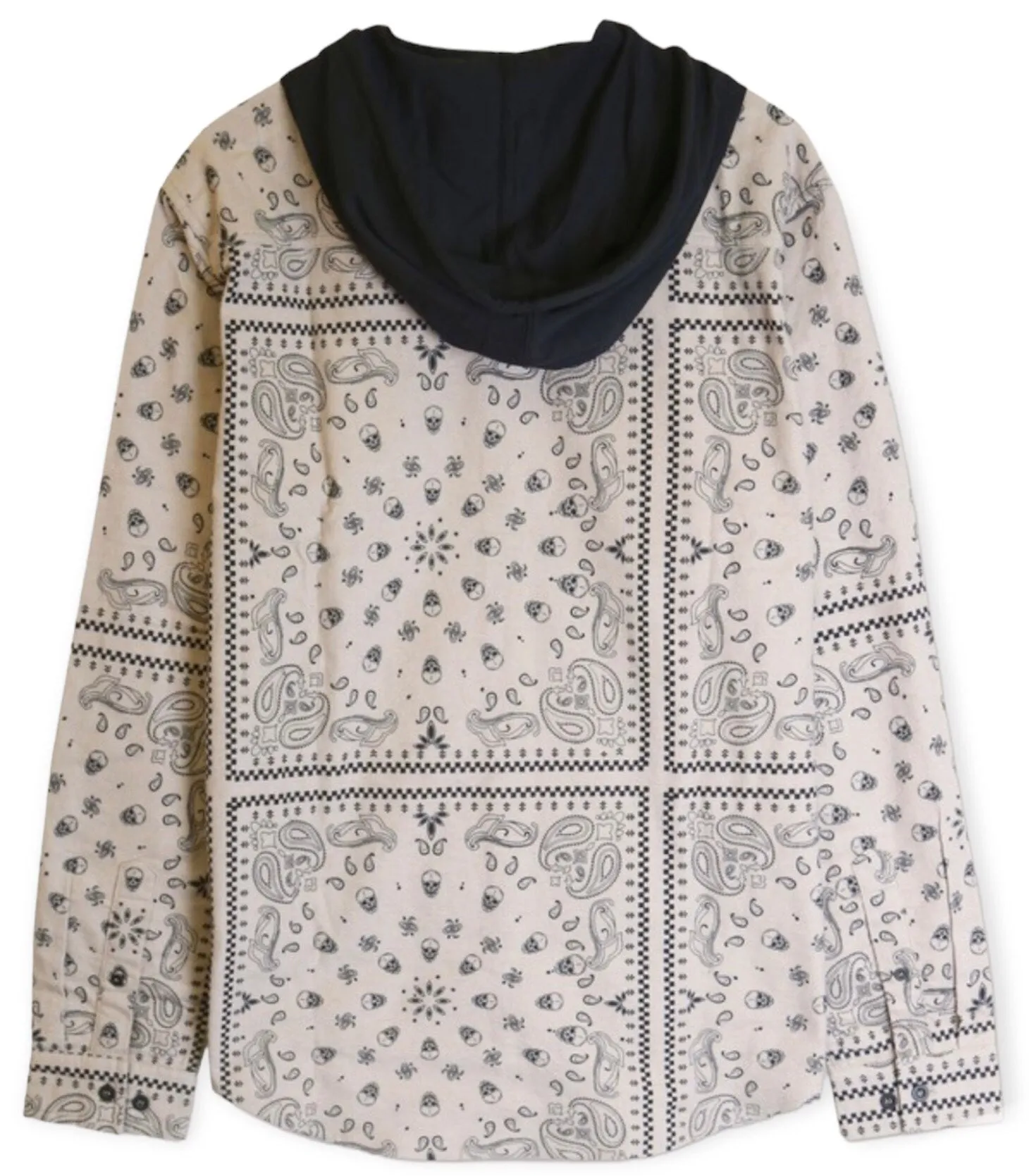 Paisley Print Hooded Shirt- Sand