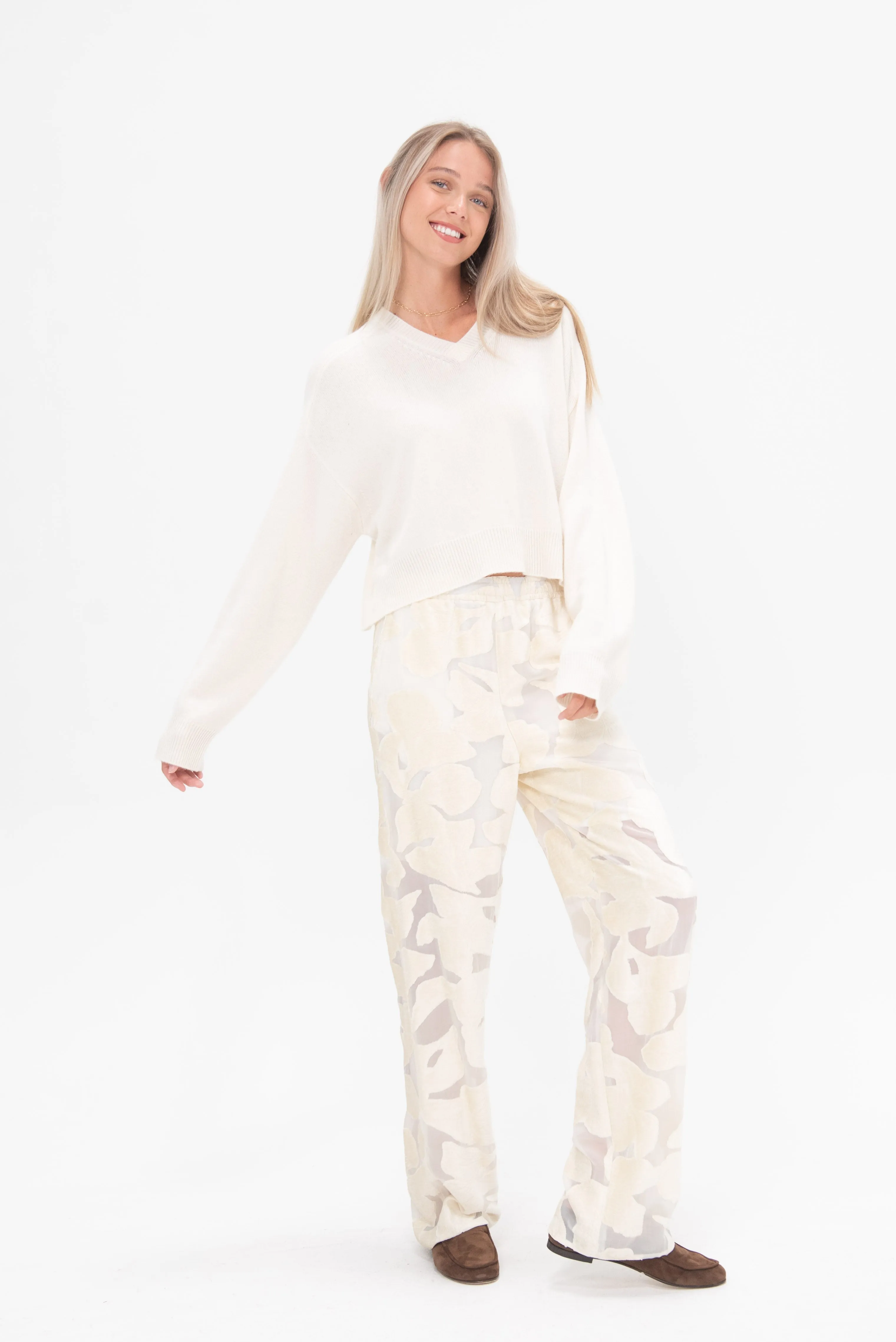 Pares Velvet Pants, Ivory