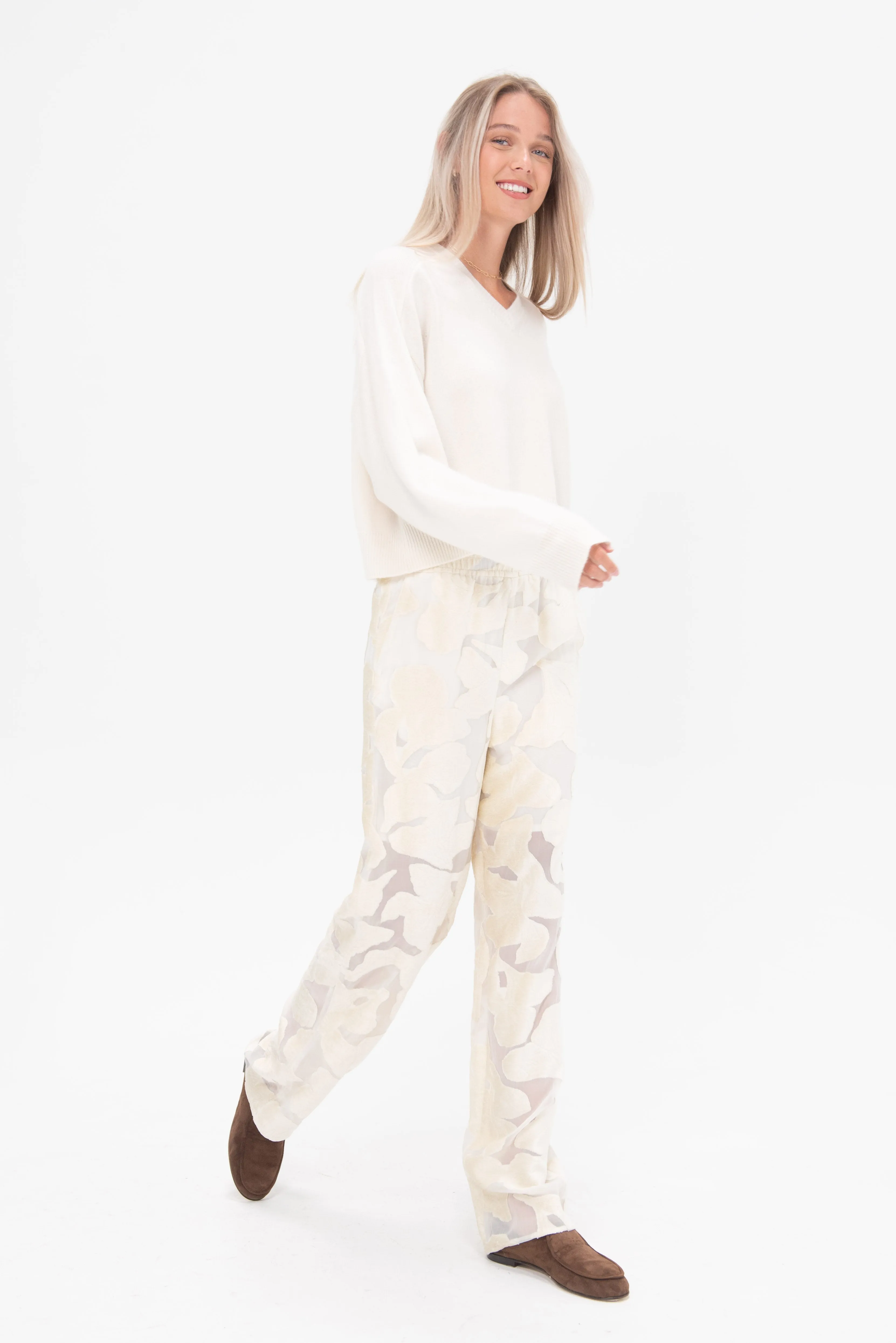 Pares Velvet Pants, Ivory