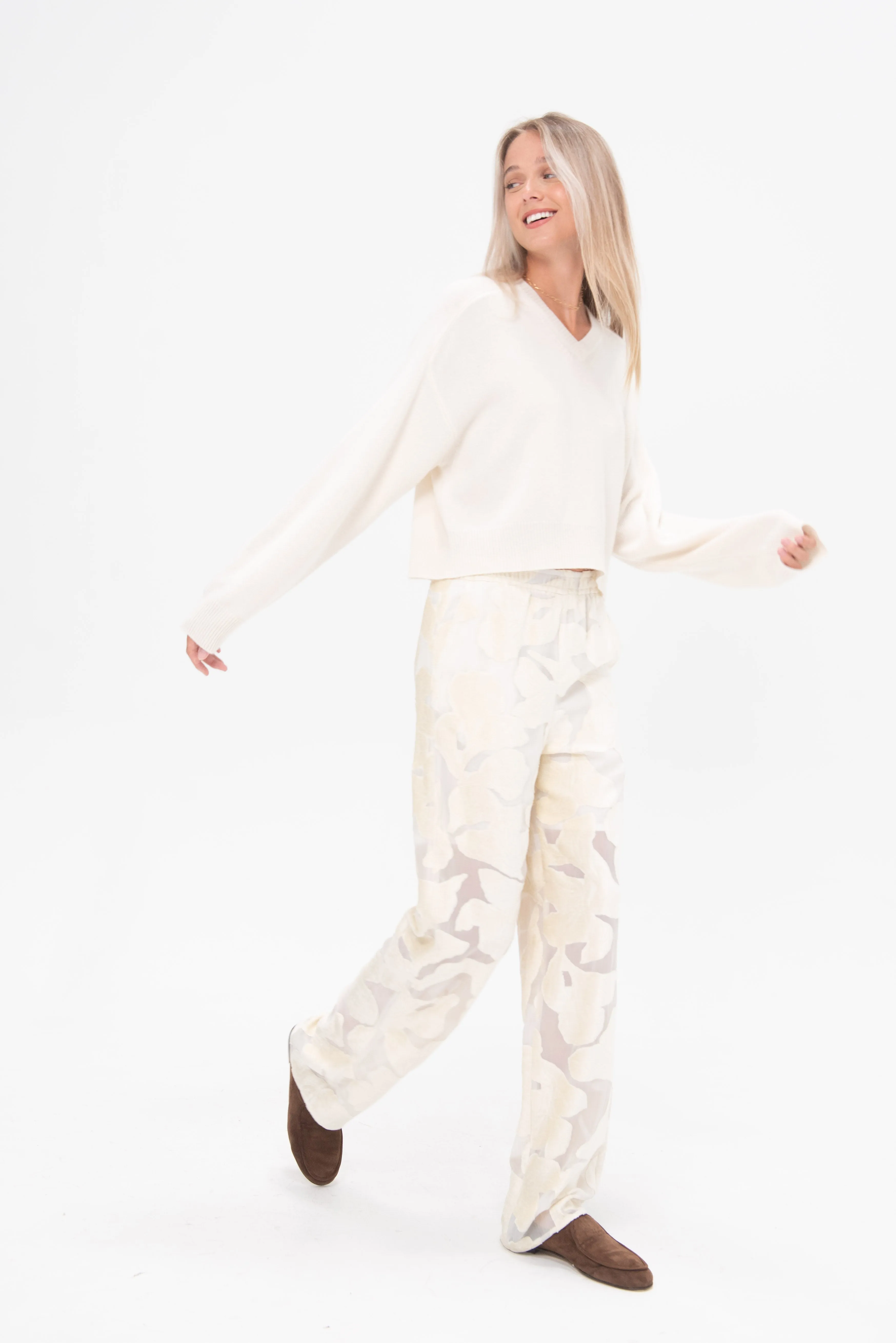 Pares Velvet Pants, Ivory