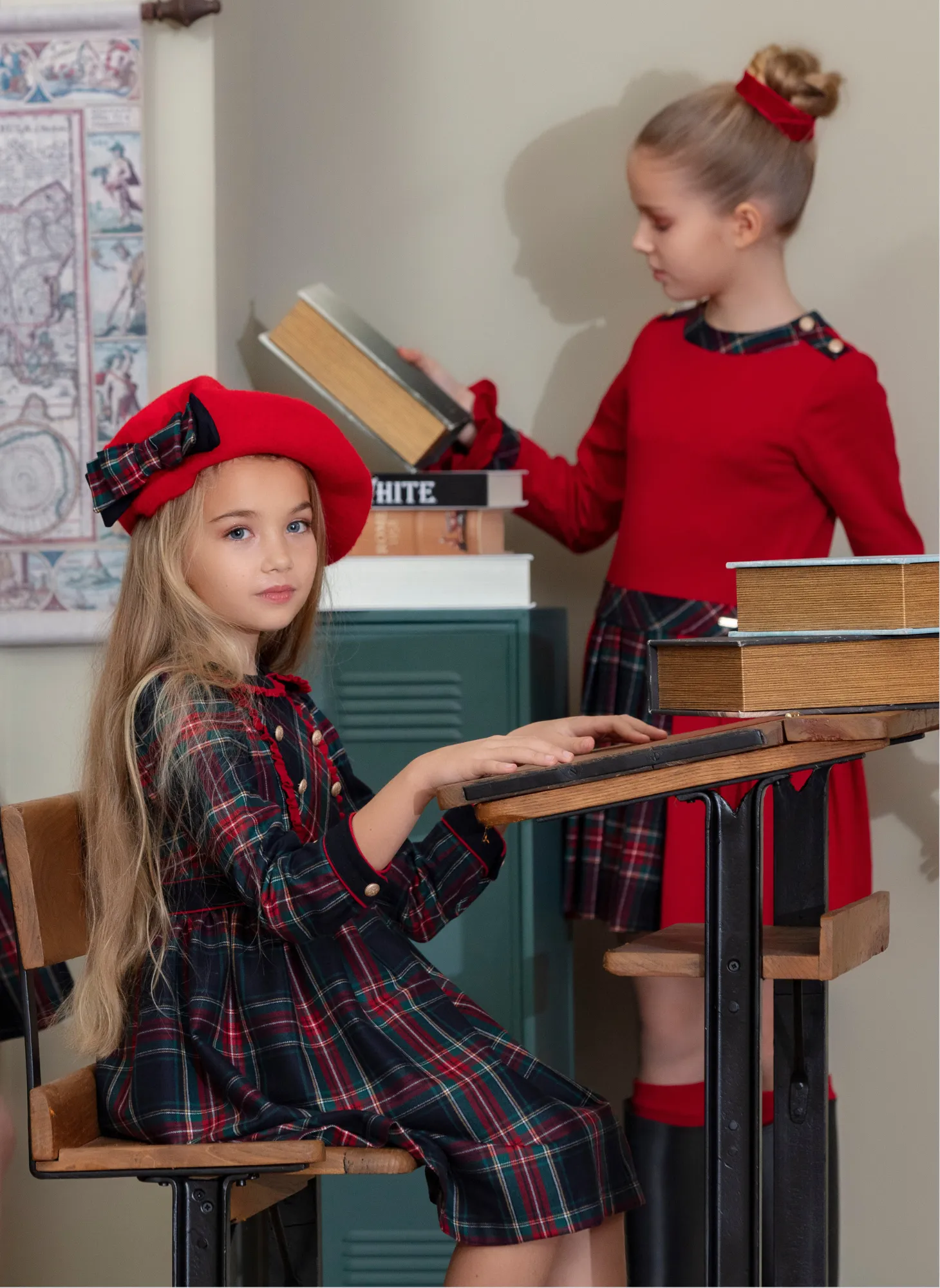 Patachou Navy Tartan Flannel Dress