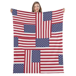 Patriotic 4th of July Flannel Breathable Picnic Blanket