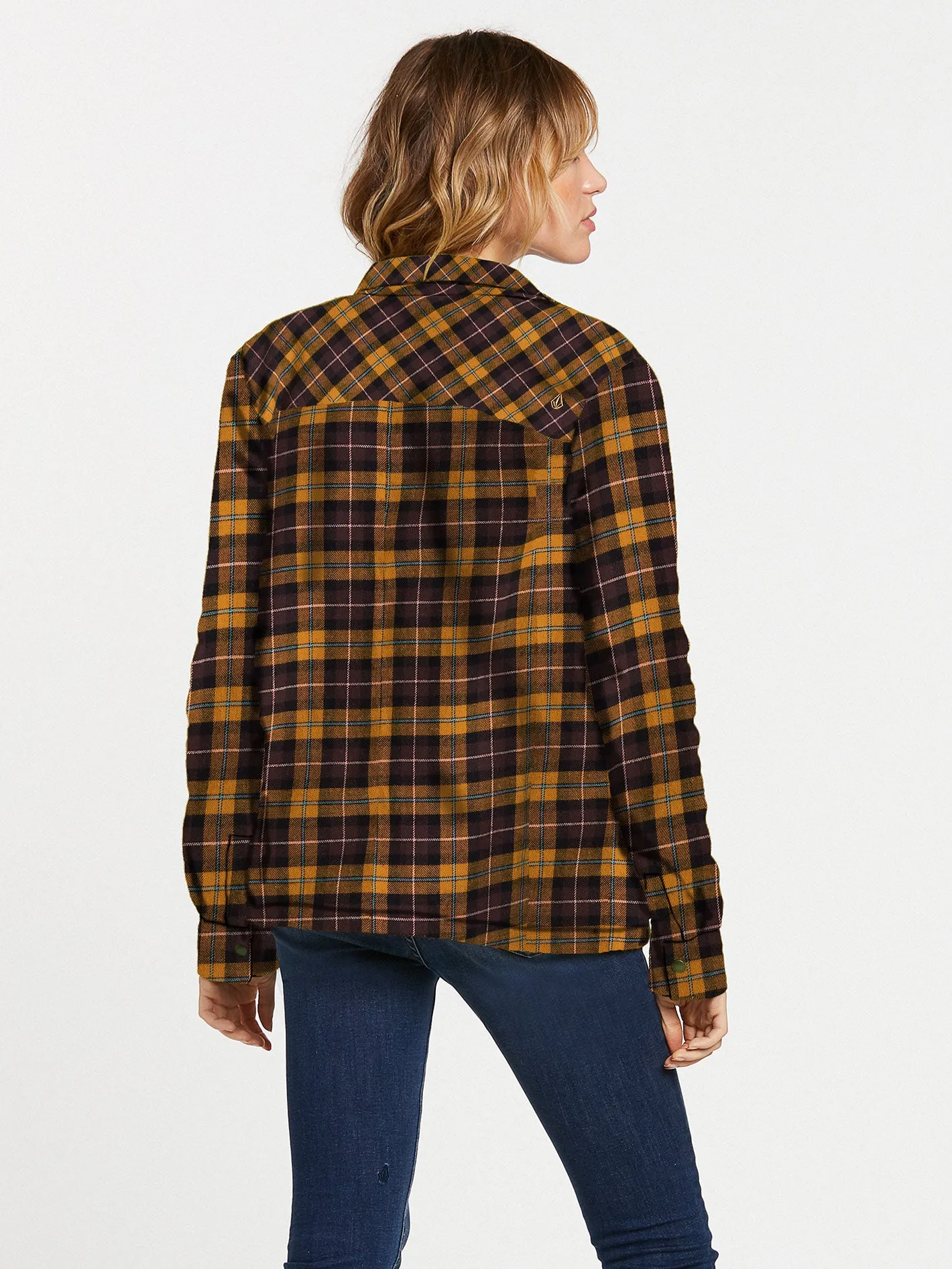 Plaid About You Sherpa Lined Flannel - Bronze