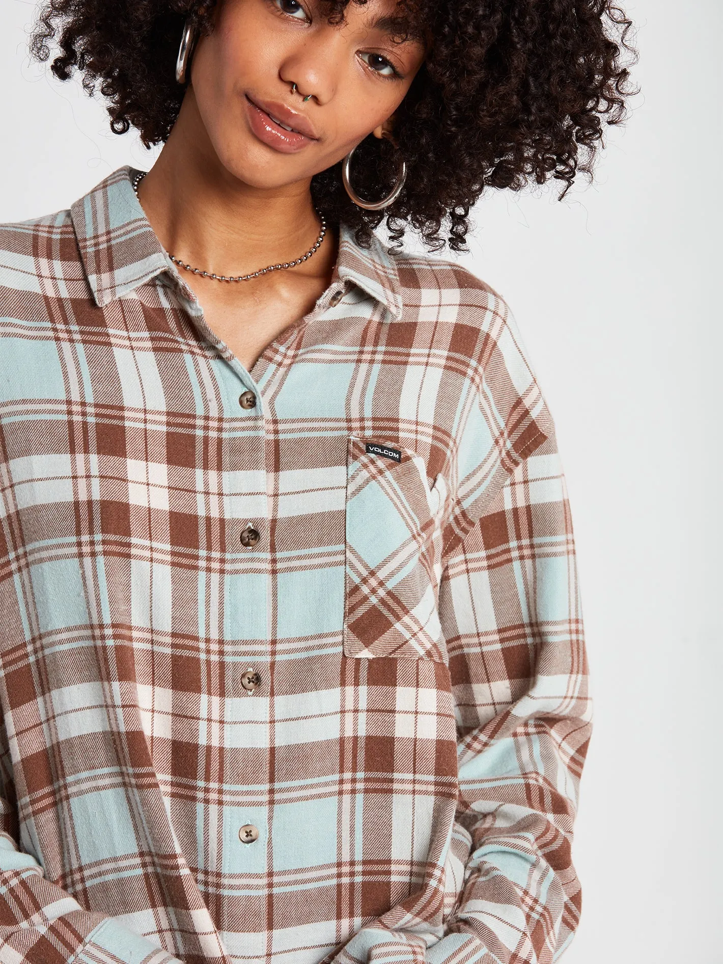 Plaid To Meet You Long Sleeve Flannel - Blue Fog