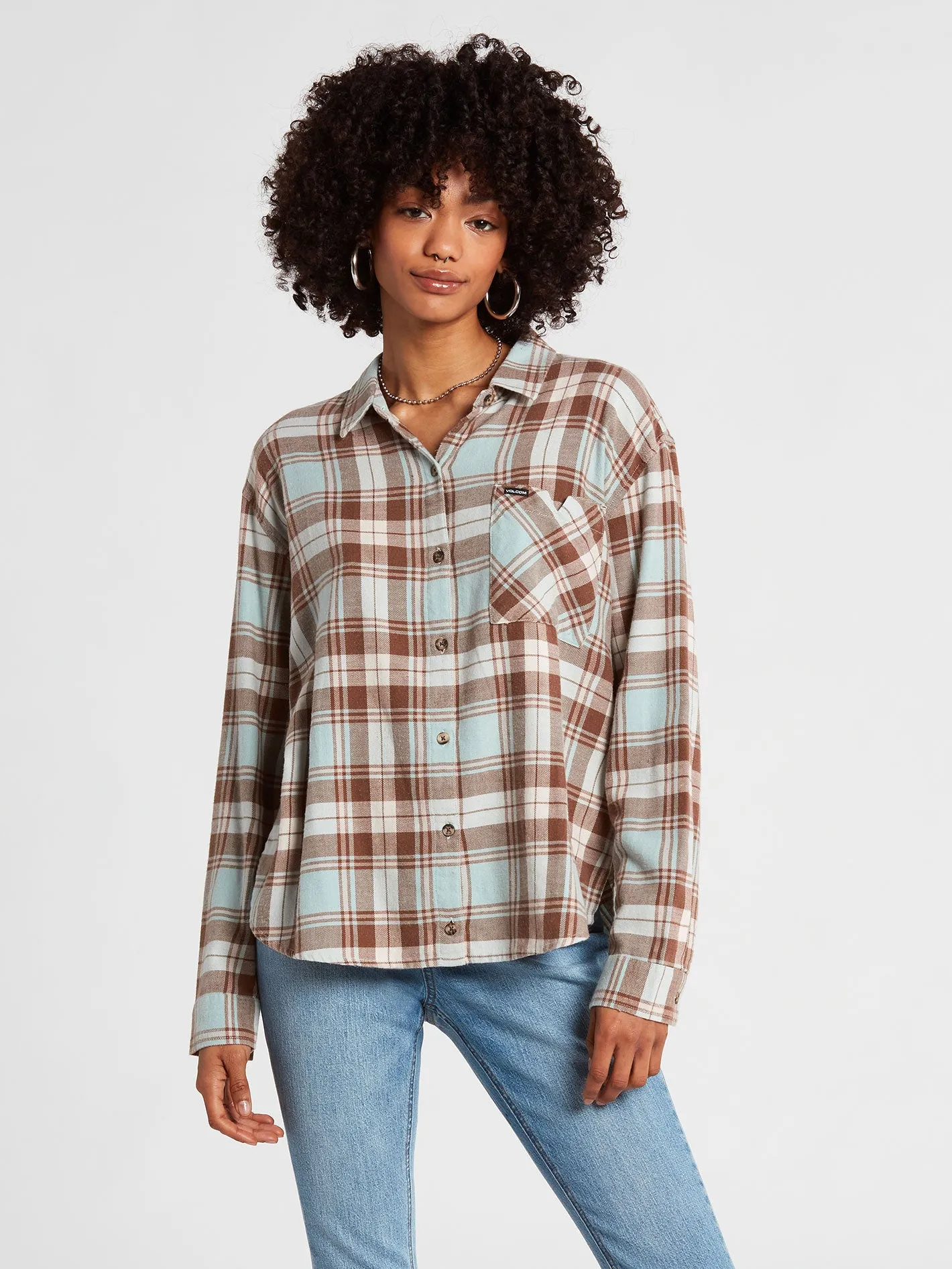 Plaid To Meet You Long Sleeve Flannel - Blue Fog