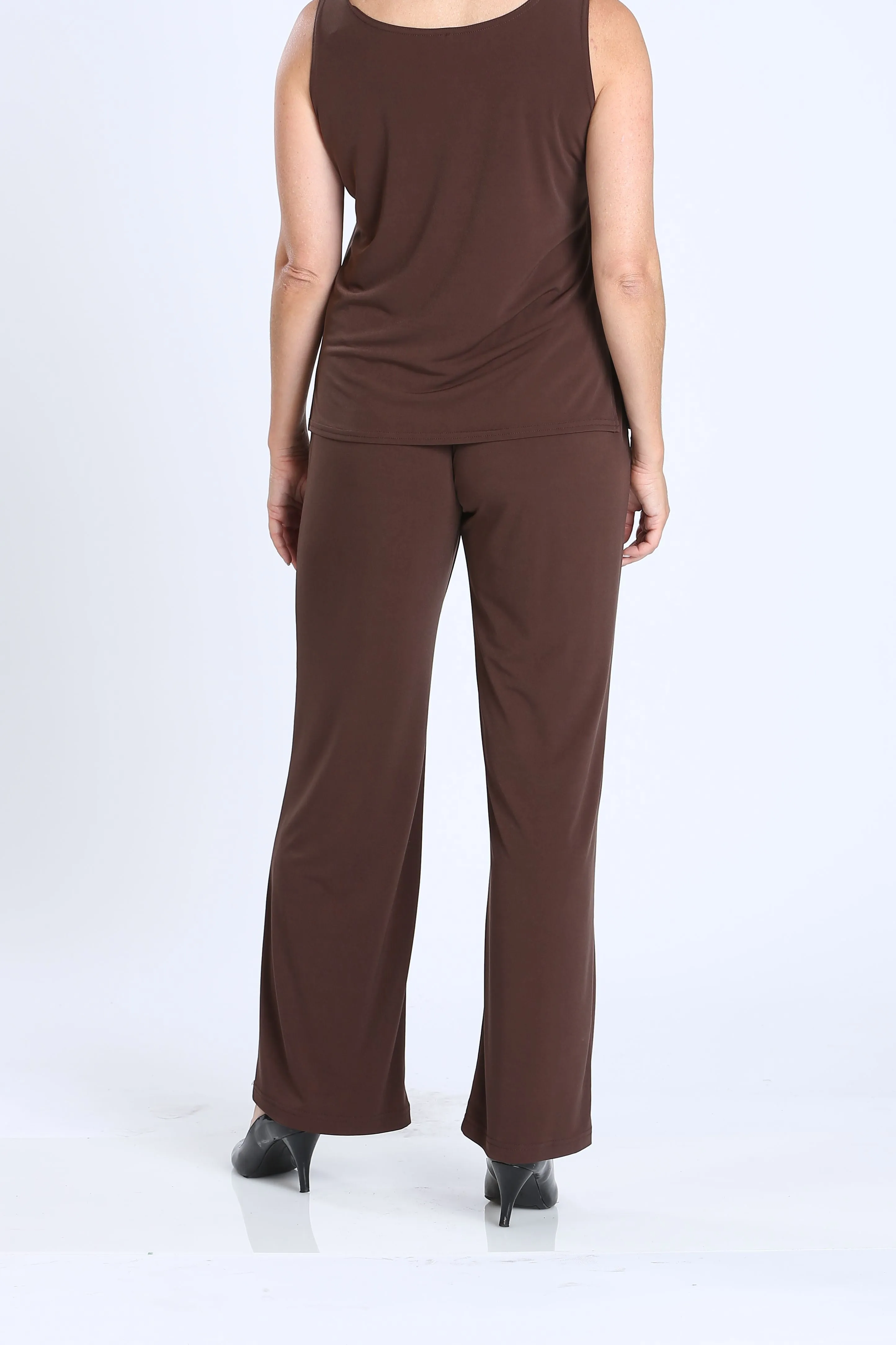 Plus Size Brown Wide Leg Long Pants