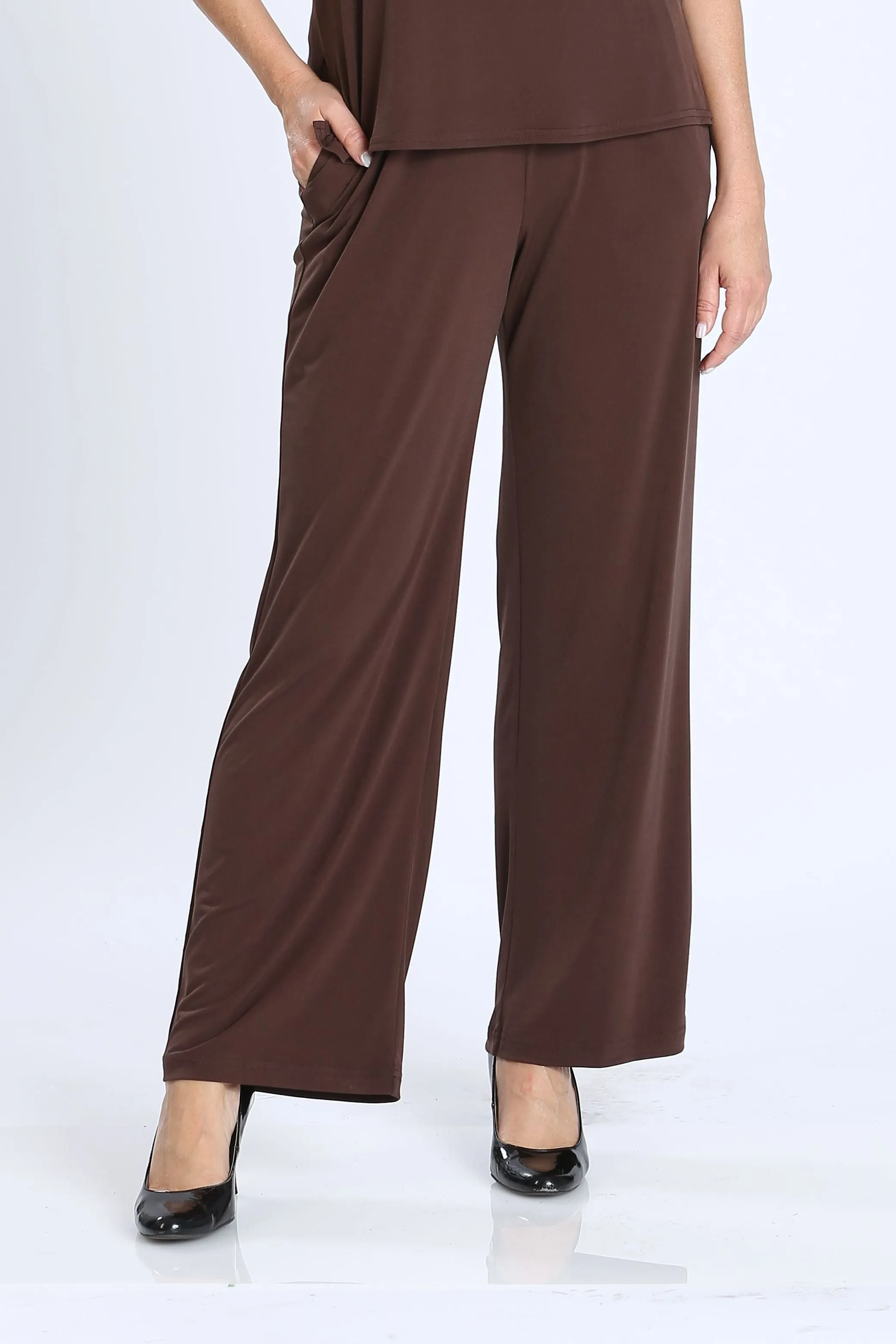 Plus Size Brown Wide Leg Long Pants