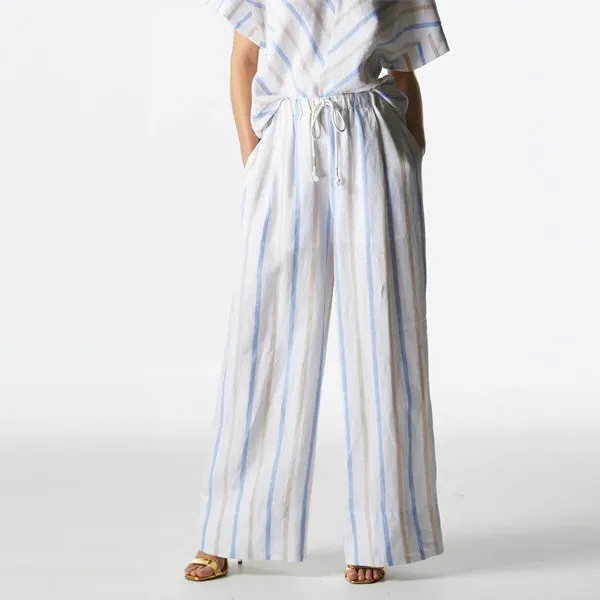 Poolside Wide Leg Pant - Stripe