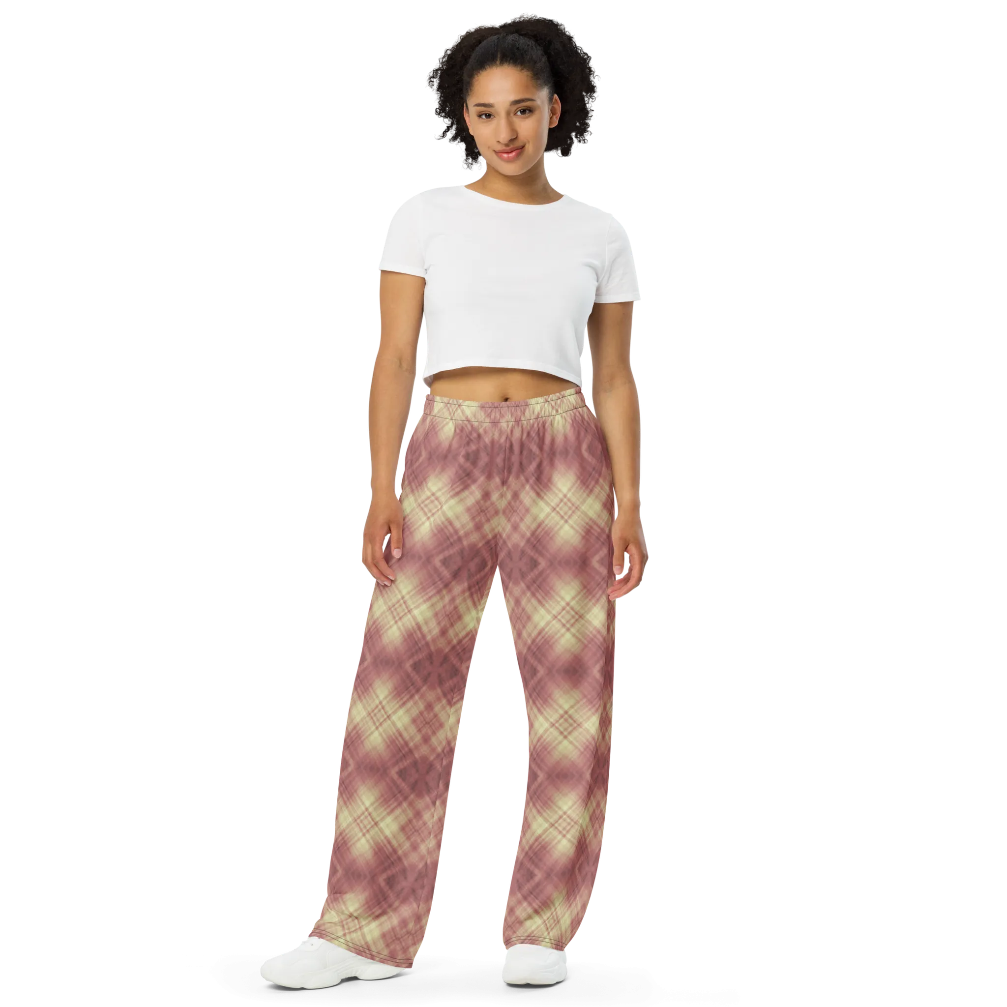 Recursia Argyle Rewired I Women's Wide Leg Pants In Pink