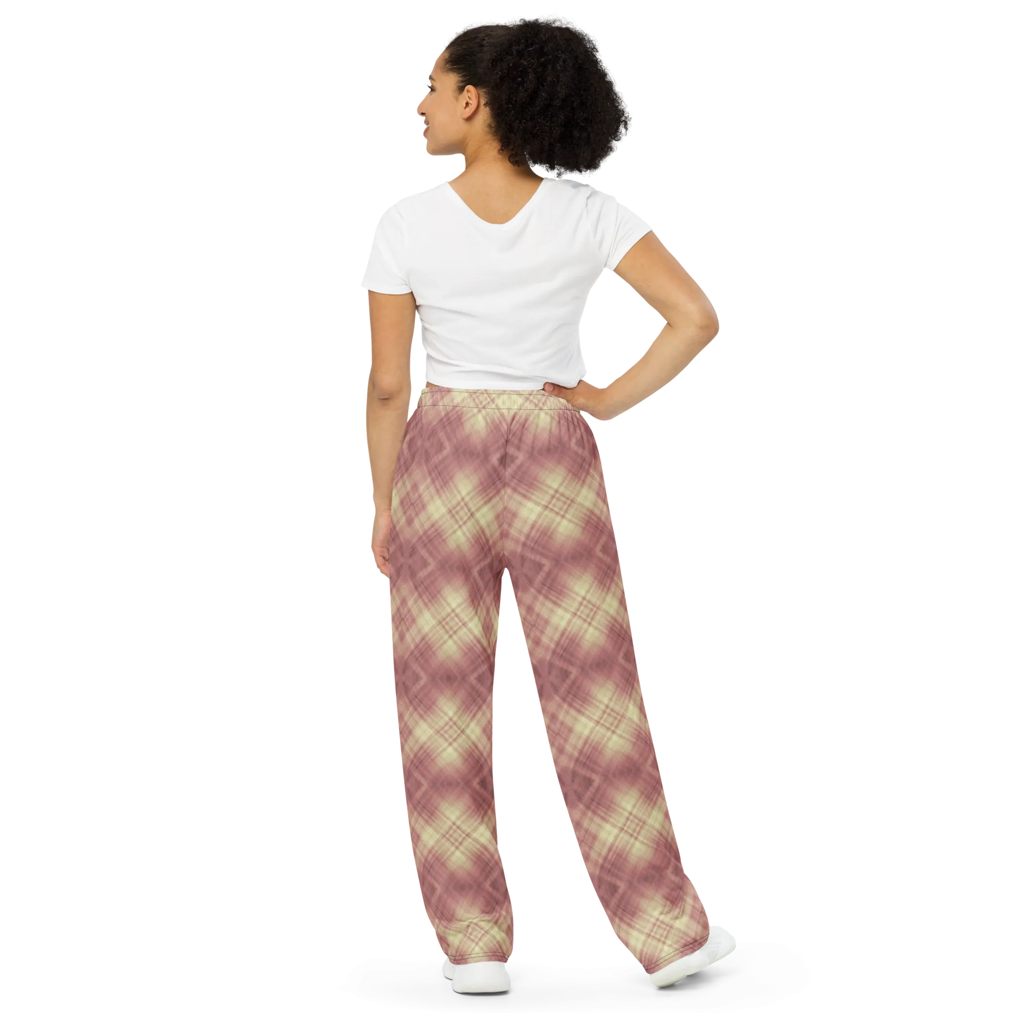 Recursia Argyle Rewired I Women's Wide Leg Pants In Pink