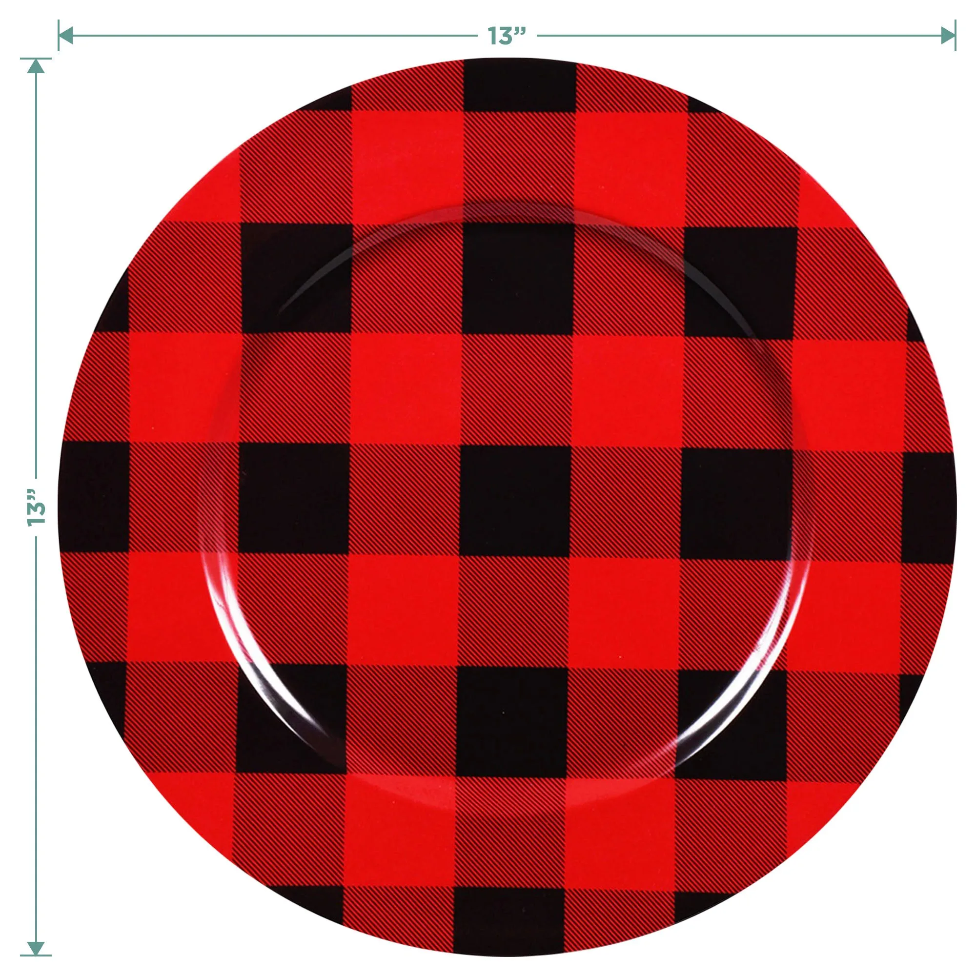 Red and Black Buffalo Plaid Assorted Christmas Plate Chargers For Holiday Home Decor (Set of 4)