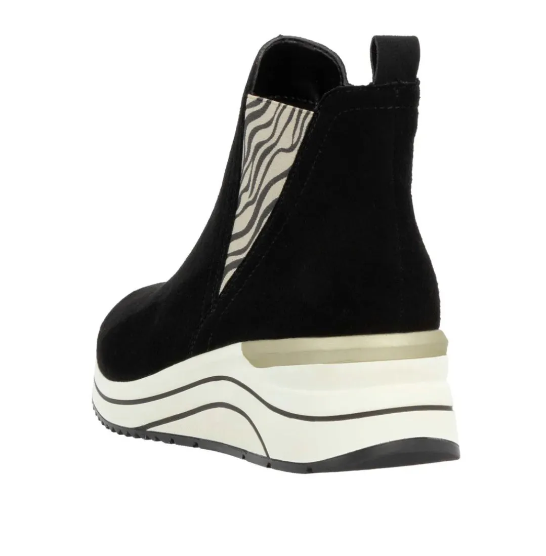 Remonte D0T75-03 Tiger Print And Black Leather Trainer Boots