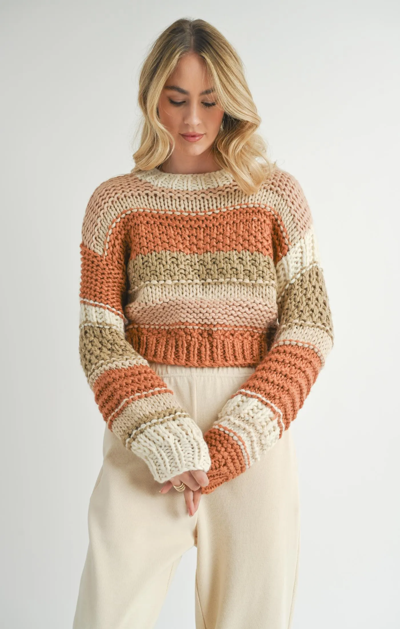 Sadie And Sage Butter Pecan Chunky Sweater