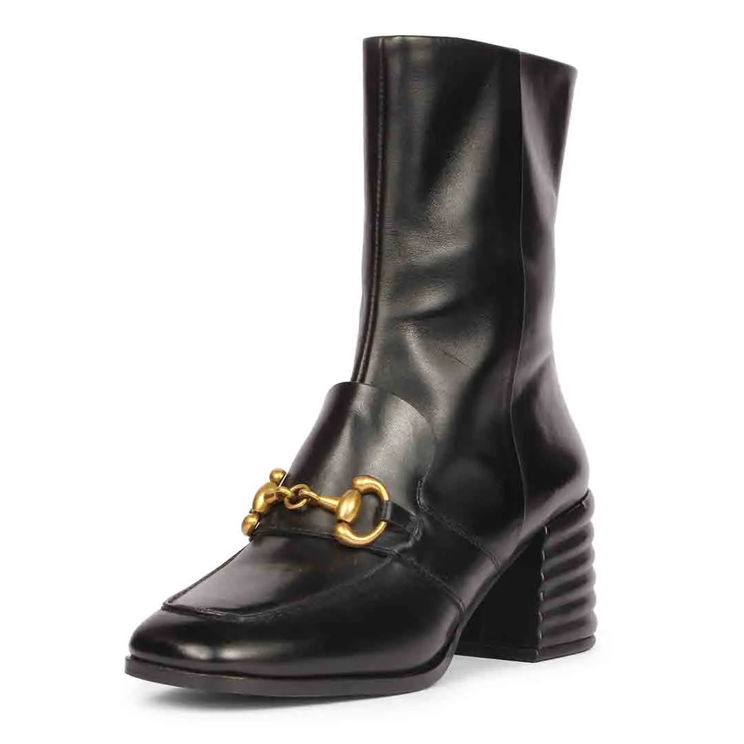 Saint Daffodil Black Leather High Ankle Boots