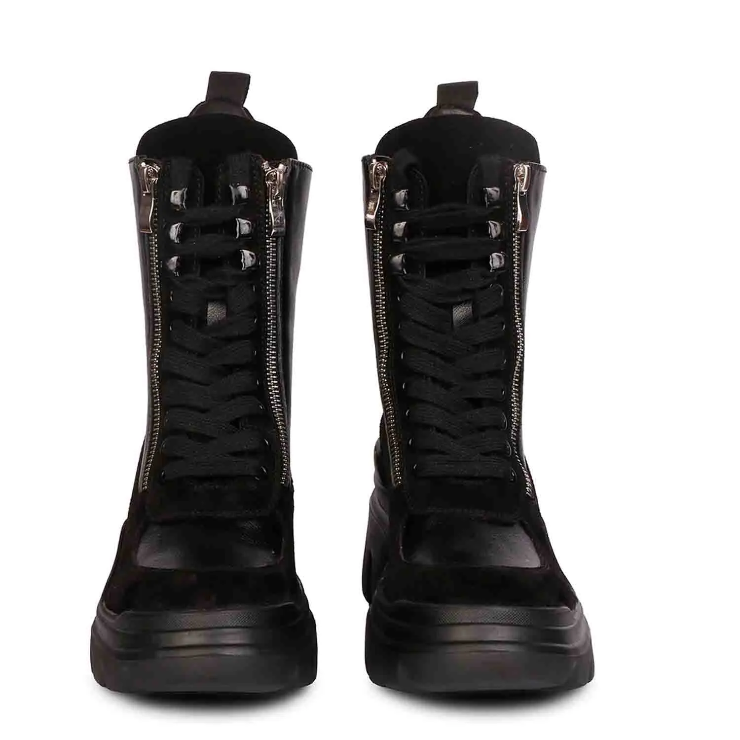 Saint Kendall Black Leather Lace Up High Ankle Boots