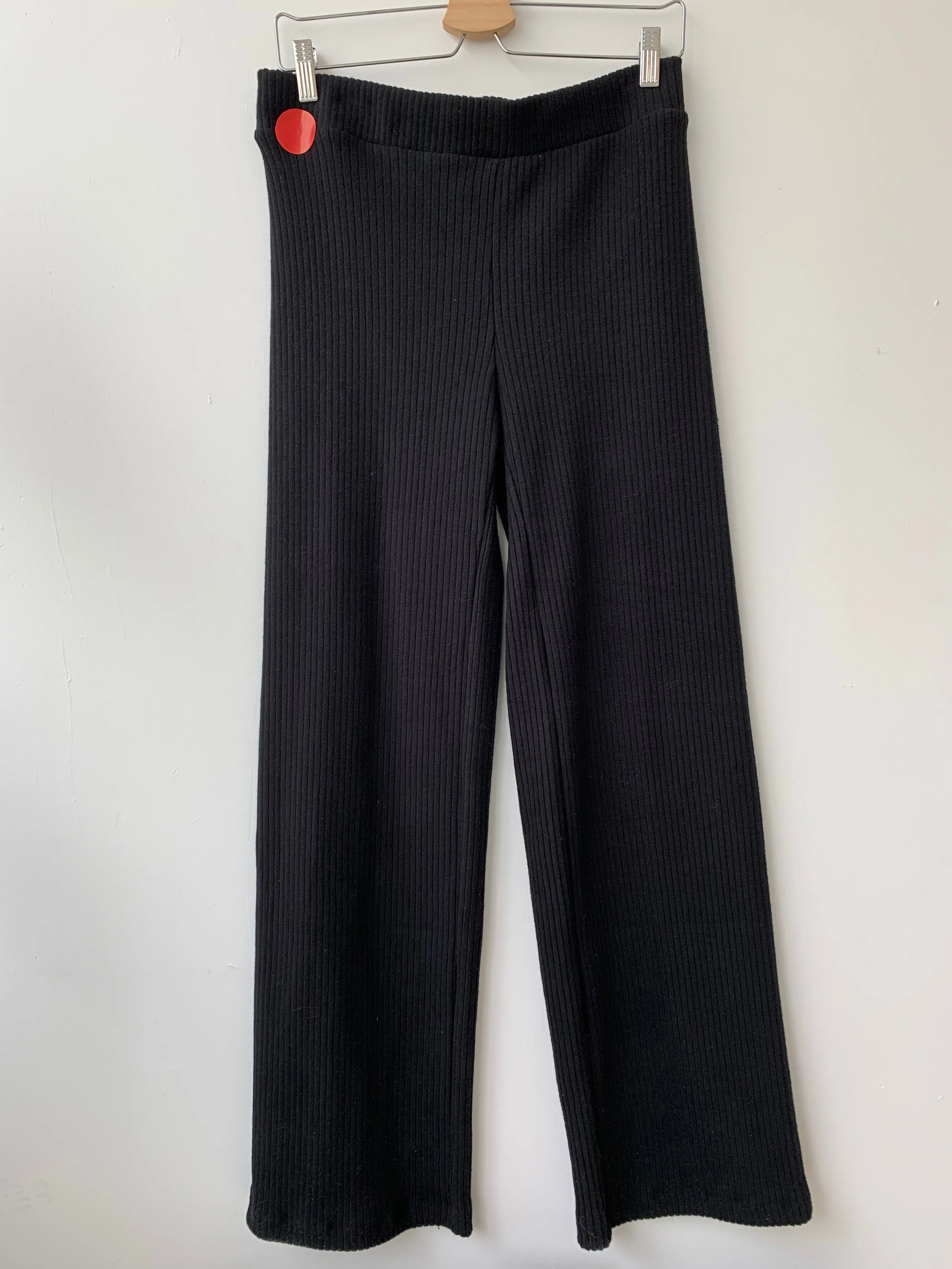 STELLAR black rib pant-M with irregular waist band