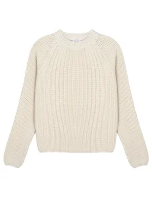 Sunspel Womens Cotton Boxy Crew Neck Sweater Ecru