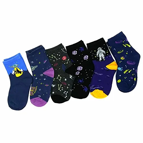 TeeHee Little Boys Fashion Fun Cotton Crew Socks 6 Pair Pack (K2036SPC)