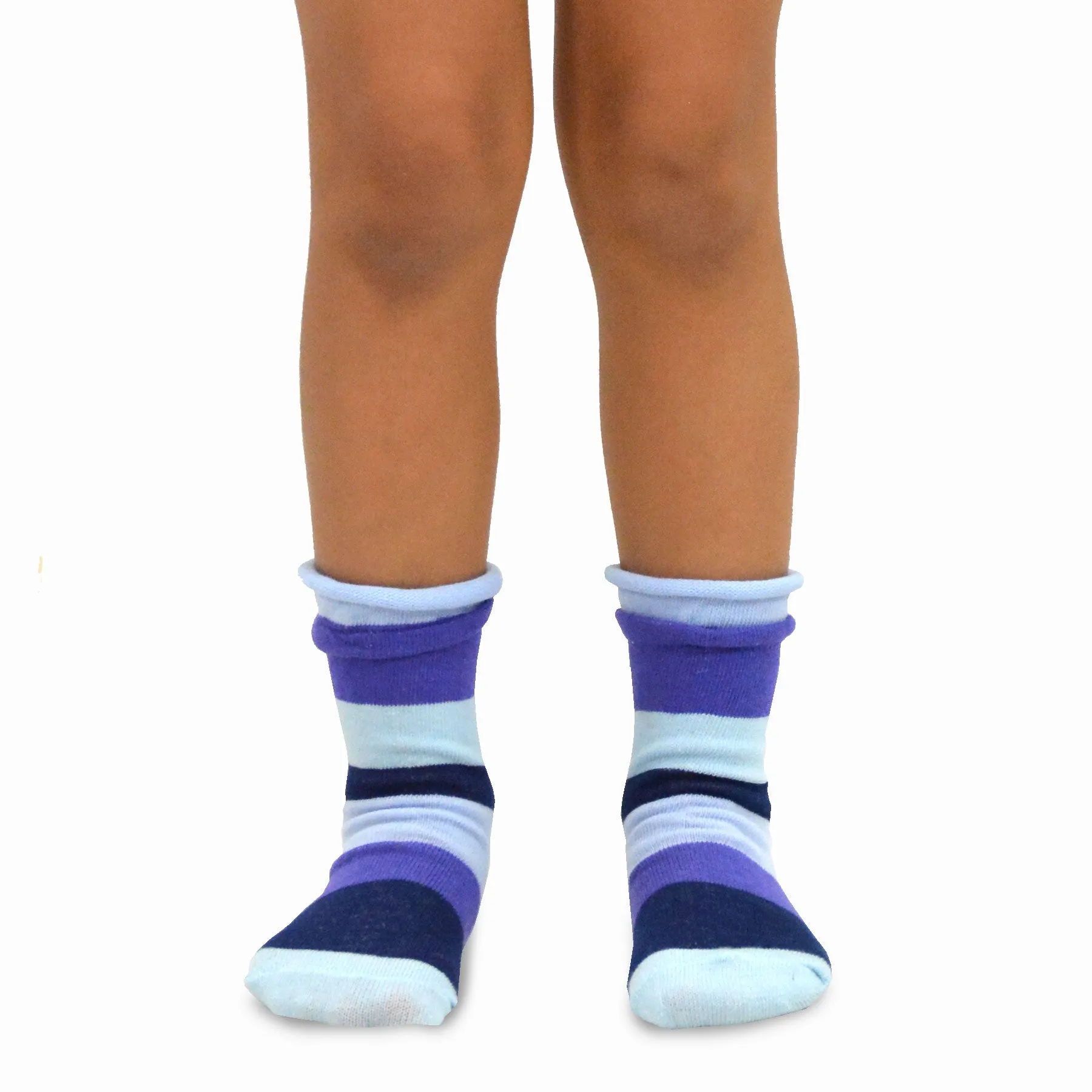 TeeHee Socks Kid's Casual Cotton Short Crew Roll Top Indian Stripe 6-Pack (70131)