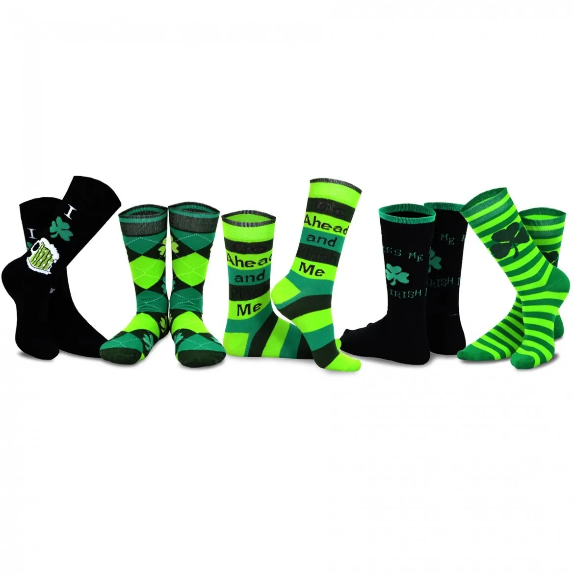 TeeHee Socks Men's St. Patrick's Day Cotton Crew Pinch Me 5-Pack (50586)