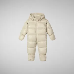 Unisex kids' hooded jumpsuit Shell in rainy beige