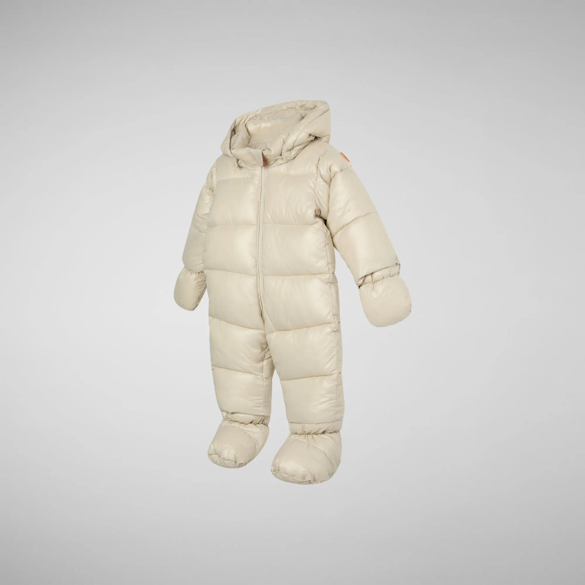 Unisex kids' hooded jumpsuit Shell in rainy beige