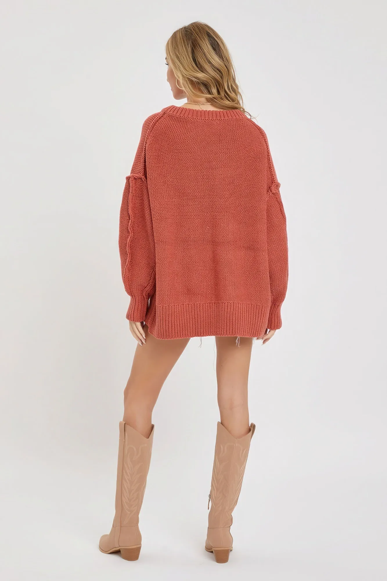 V Neck Oversized Chunky Knit Sweater