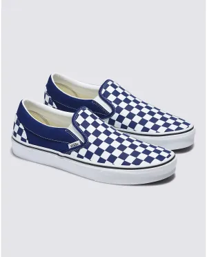 VANS UNISEX CLASSIC SLIP-ON CHECKERBOARD SHOE (BEACON BLUE)