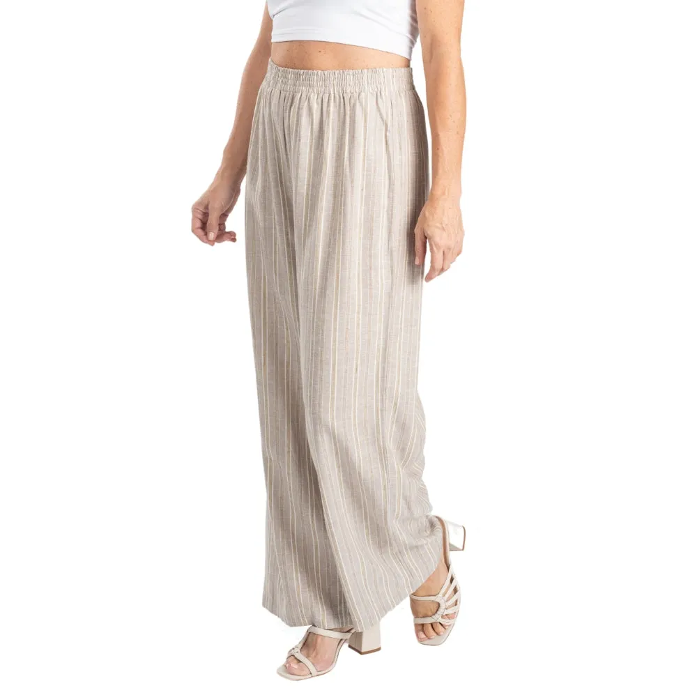 Wide Leg Linen Blend Travel Pants