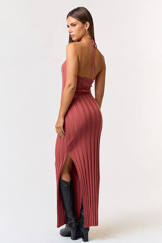 Young Heart Sweater Halter Maxi Dress