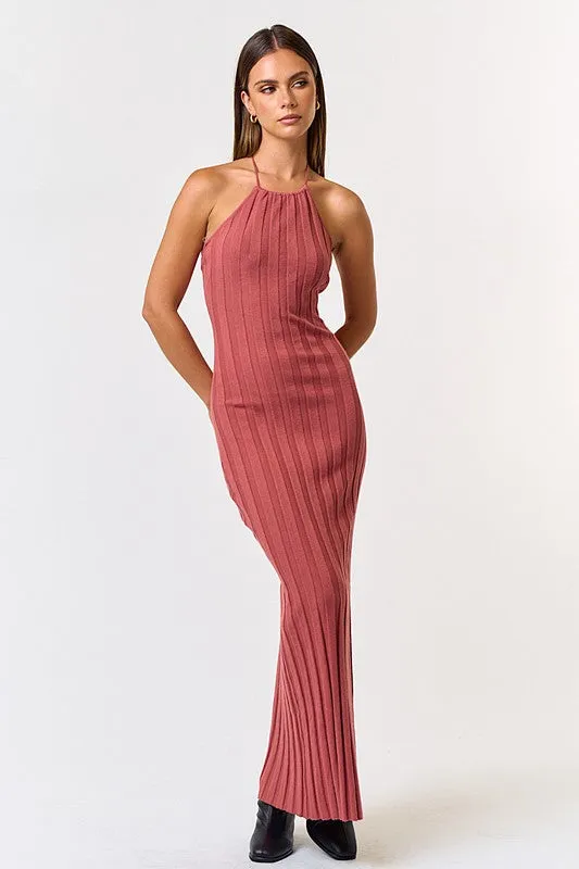 Young Heart Sweater Halter Maxi Dress